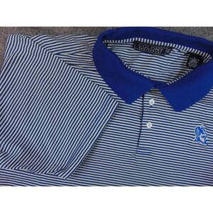 Duke Blue Devils Shirt Mens Large Blue White Stripe Golf Polo Cotton